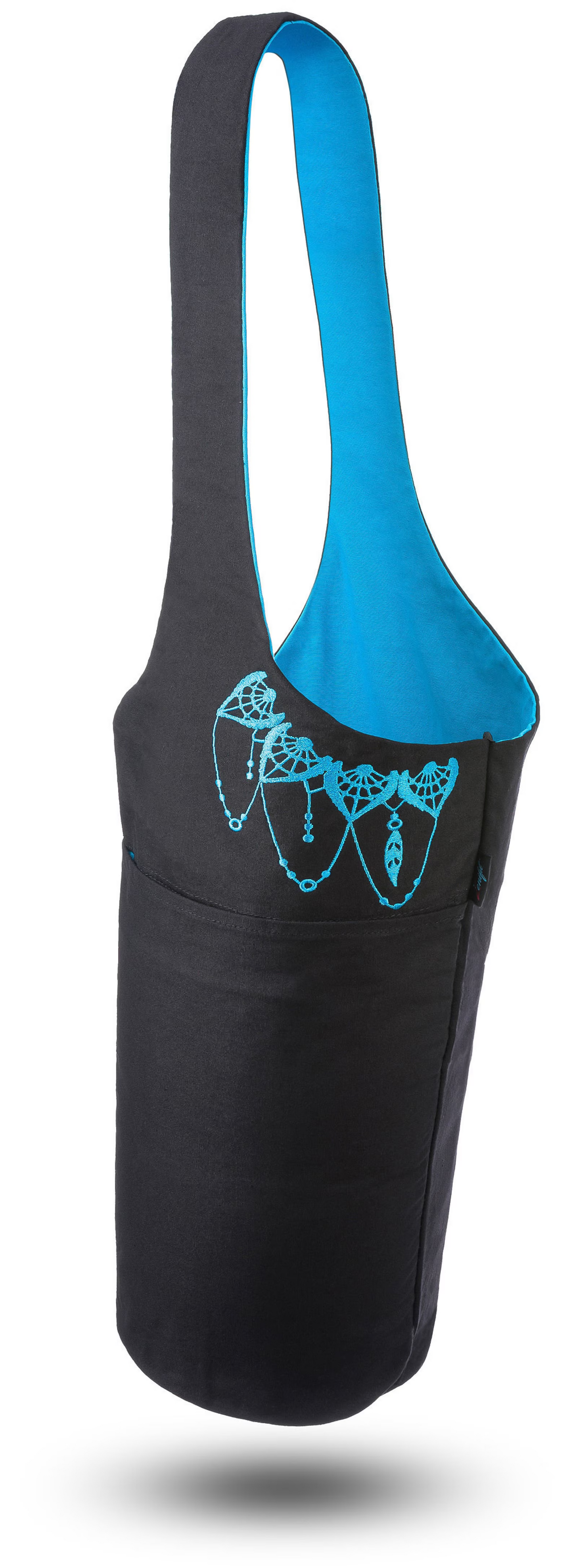 Olaise Yoga Tote Bag (Black & Blue) – Extra Storage for Mat & Gear, Includes Free Strap Elastics