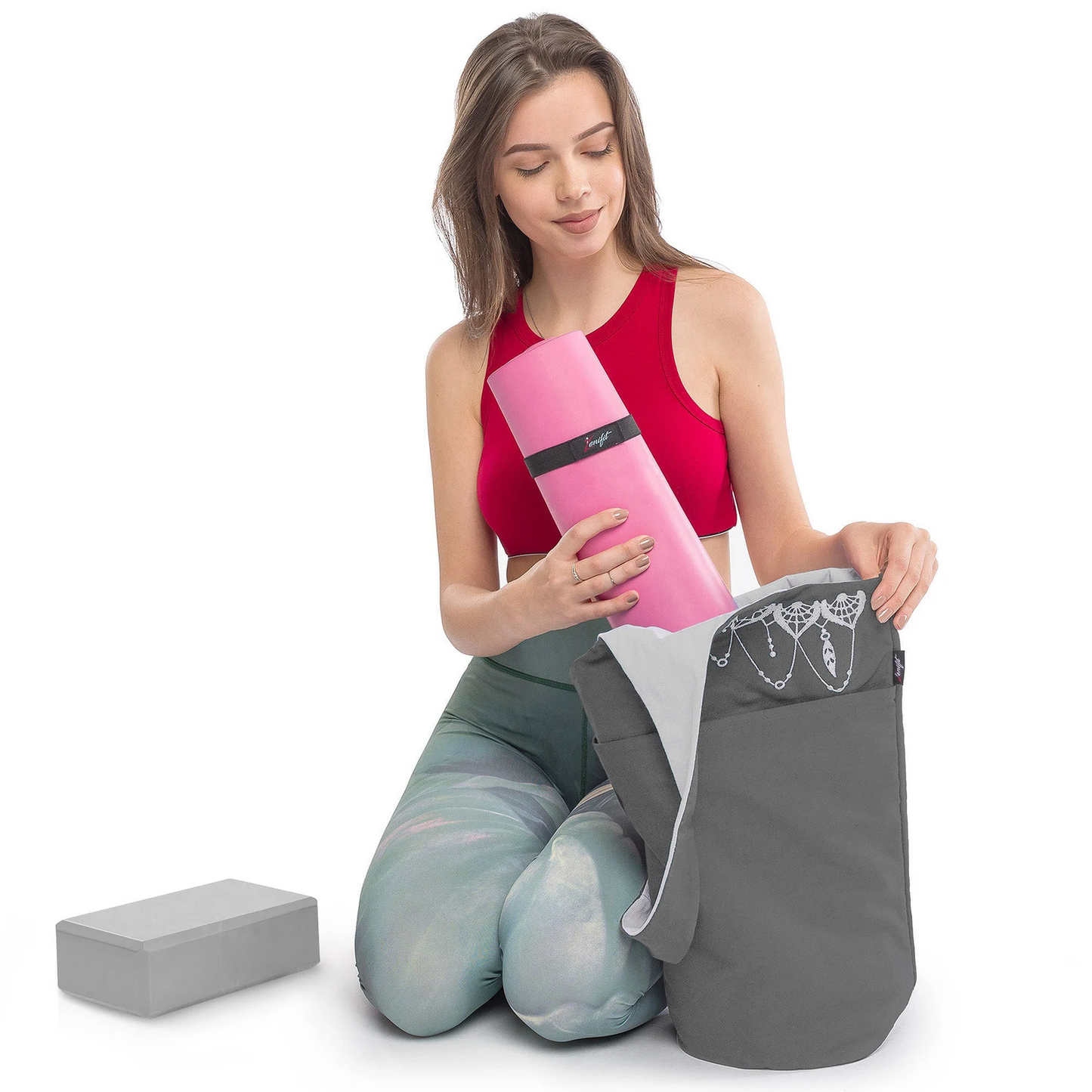 Olaise Yoga Mat Holder (Spacious Gray/White) - Tote for Mats & Accessories