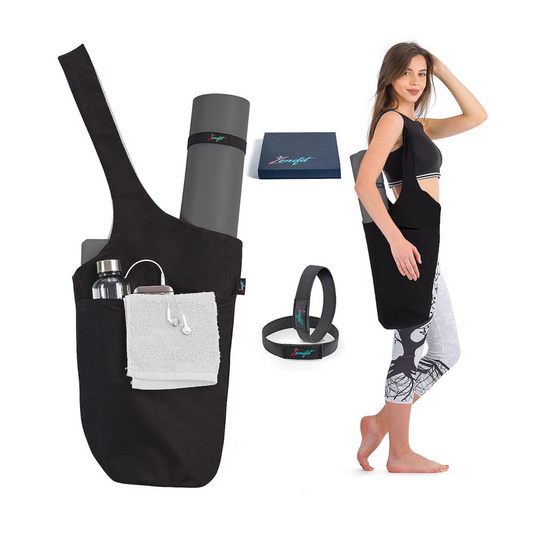 Olaise Yoga Mat Bag (Full Black) – Multi-Pocket Tote with Bonus Strap for All Accessories